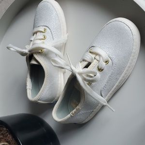 Keds Kate spade white glitter shoes